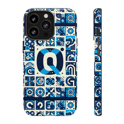 Blue Alphabet Letter Q Phone Case with 3D Wrap Protective Cover for Smartphones Kids and Adults Stylish Silicone Shock Absorption Durable Design