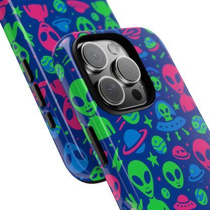 Vibrant Multicolour Alien 3D Wrap Phone Case in Retro Anime Style for Stylish Protection Compatible with iPhone 13, 14, 15 & 16 – all models including Pro, Pro Max & Plus