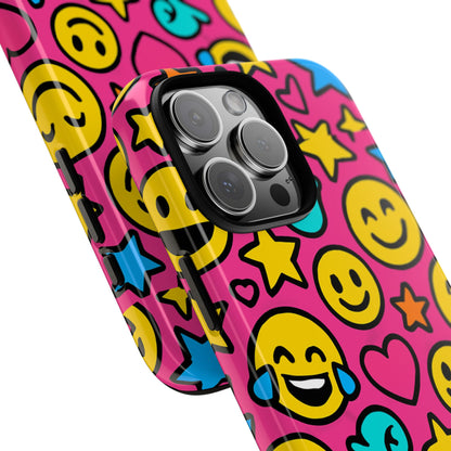 Vibrant Pink Emoji Phone Case with 3D Wrap Design for Stylish Protection Compatible with iPhone 13, 14, 15 & 16 – All Models Including Pro, Pro Max & Plus