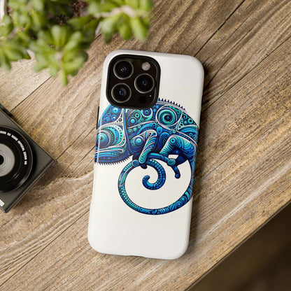 Vibrant 3D Wrap Protective Phone Case with Blue Chameleon Design, Creative Accessory for Unique Style, Compatible with iPhone 13, 14, 15 & 16 – all models including Pro, Pro Max & Plus