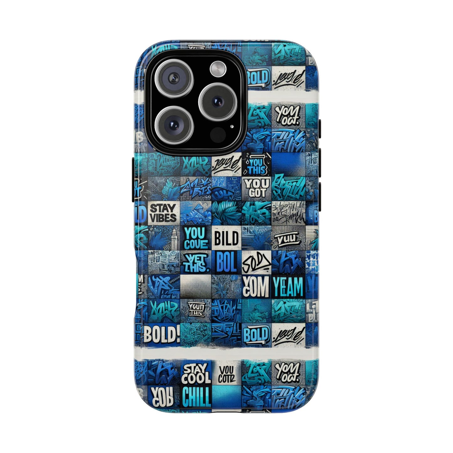 vibrant 3d graphic protective phone case with blue design – playful accessory for stylish protection compatible with iphone 13, 14, 15 & 16 – all models including pro, pro max & plus