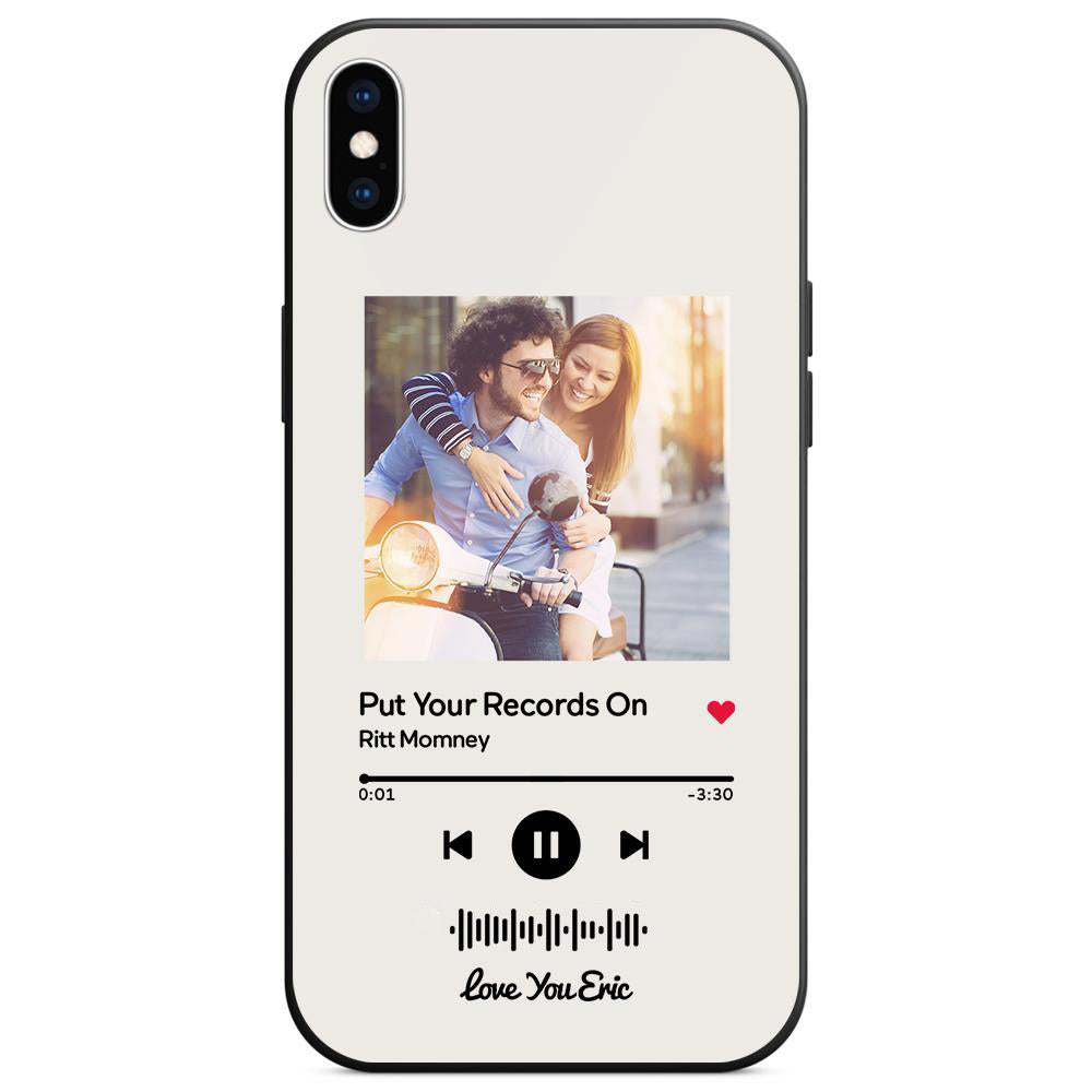 custom scannable music code glass iphone cases with picture for iphone series, slim lightweight design, anti-drop protection, easy clean, wireless charging compatible