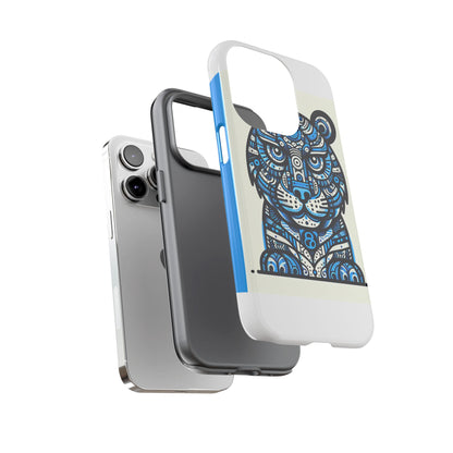 Vibrant Blue Geometric Tiger Design Phone Case – Stylish Protection Accessory for Self-Expression Compatible with iPhone 13, 14, 15 & 16 – all models including Pro, Pro Max & Plus