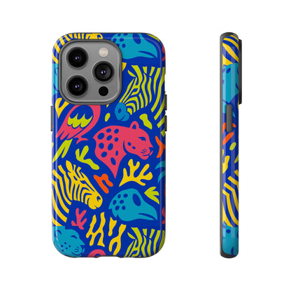 Vibrant Animal Print Protective Phone Case for Stylish Protection with Multicolour Design – Compatible with iPhone 13, 14, 15 & 16 – All Models Including Pro, Pro Max & Plus
