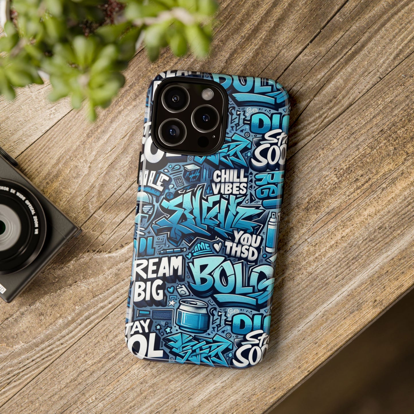 protective phone case with 3d blue graffiti design for stylish device protection and unique expression compatible with iphone 13, 14, 15 & 16 – all models including pro, pro max & plus