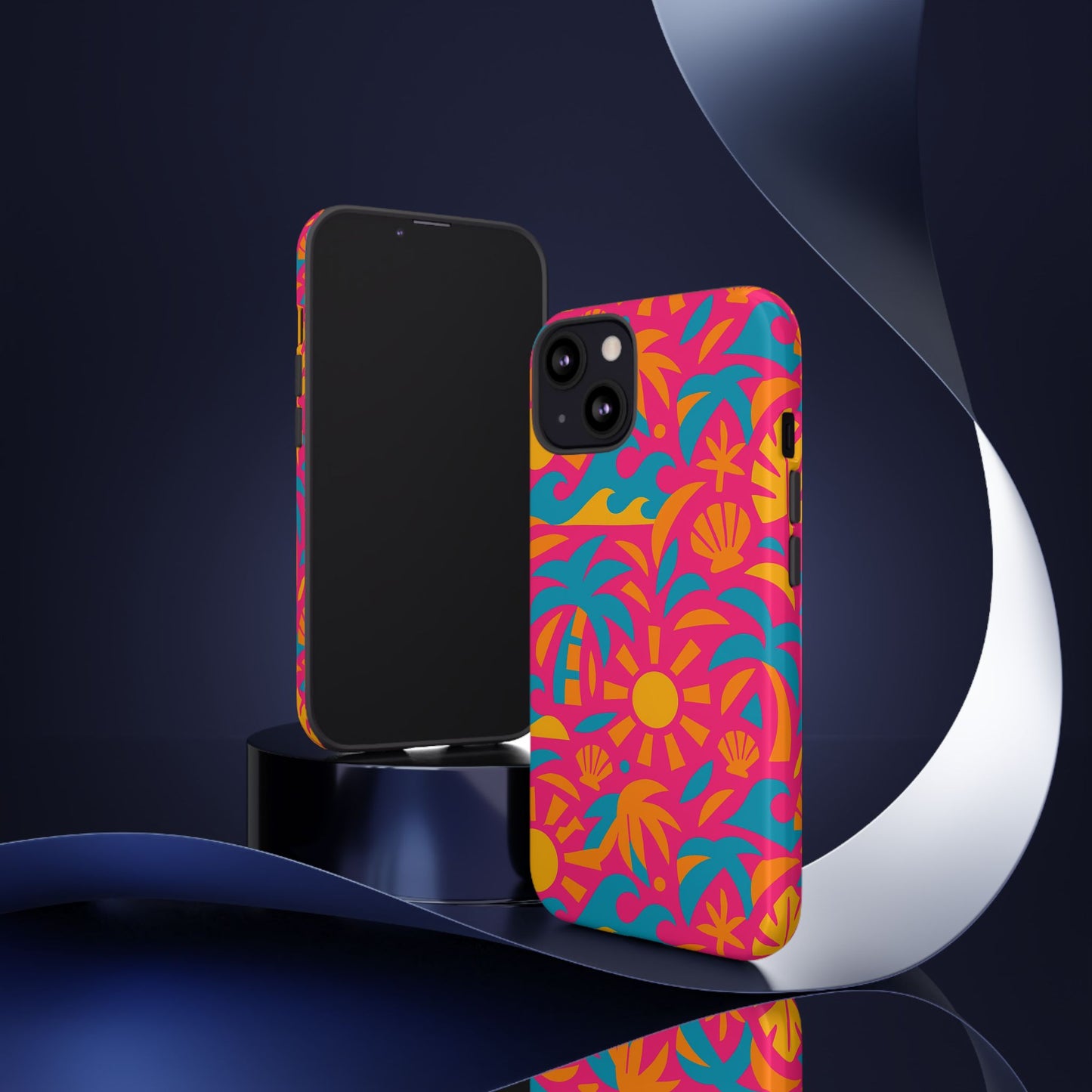 vibrant tropical 3d wrap design protective phone case with retro style – bold accessory for self-expression compatible with iphone 13, 14, 15 & 16 – all models including pro, pro max & plus