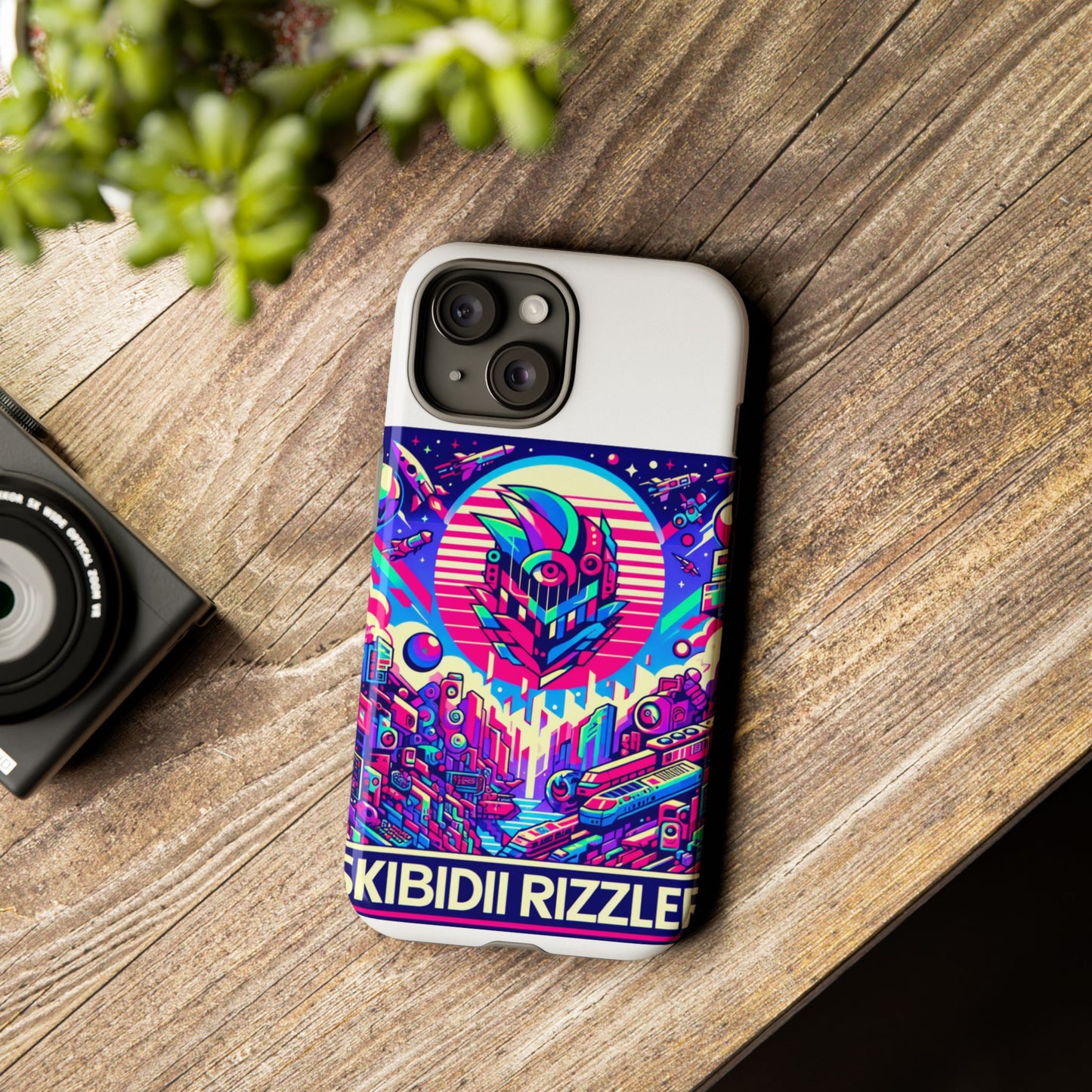 skibidi rizzler protective phone case with 3d wrap design, shock absorbing tpu silicone, uv protected, ideal gift for anime and comic culture fans