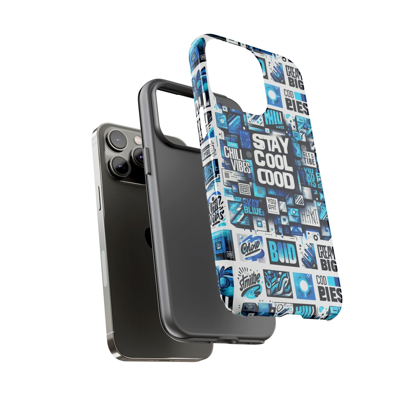 vibrant 3d wrap protective phone case with unique blue graphic design for trendy individuals – stylish protection compatible with iphone 13, 14, 15 & 16 – all models including pro, pro max & plus