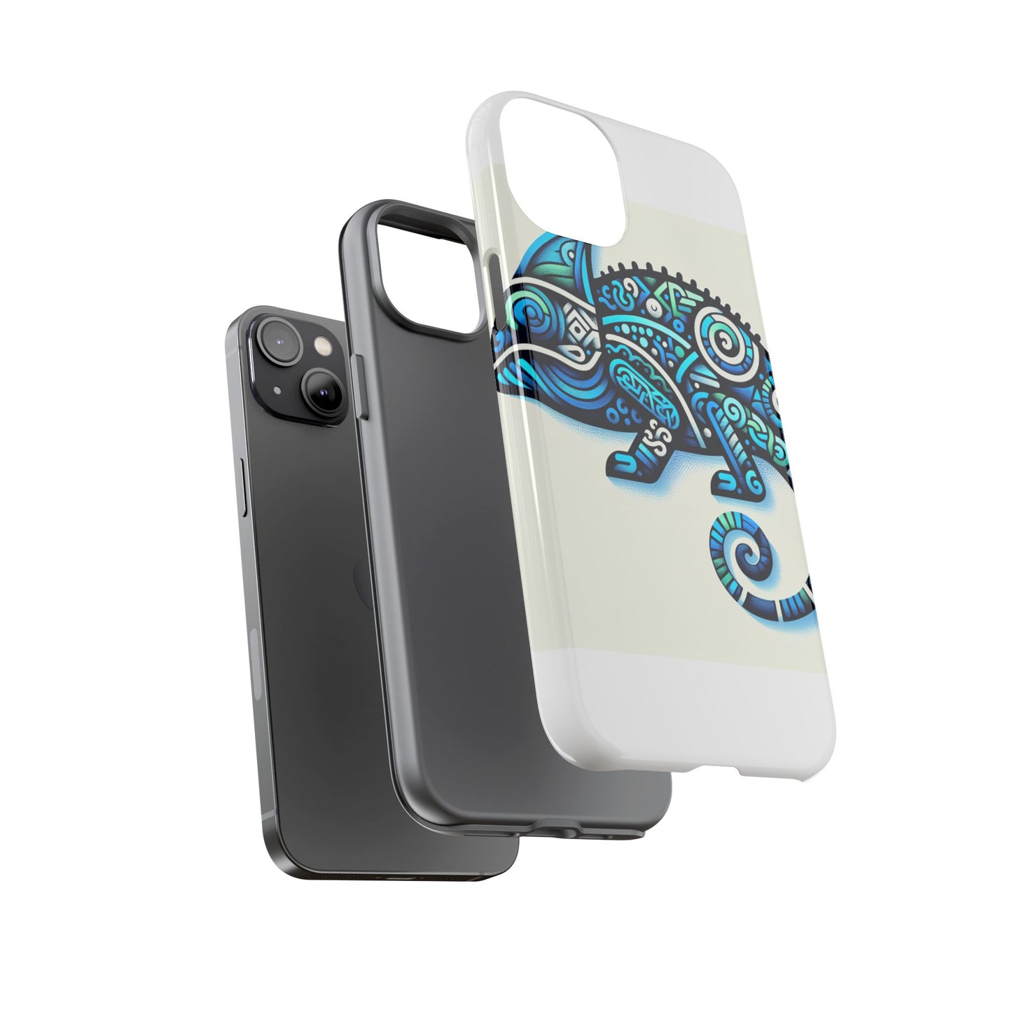 vibrant 3d chameleon phone case with blue design for stylish protection compatible with iphone 13, 14, 15 & 16 – all models including pro, pro max & plus