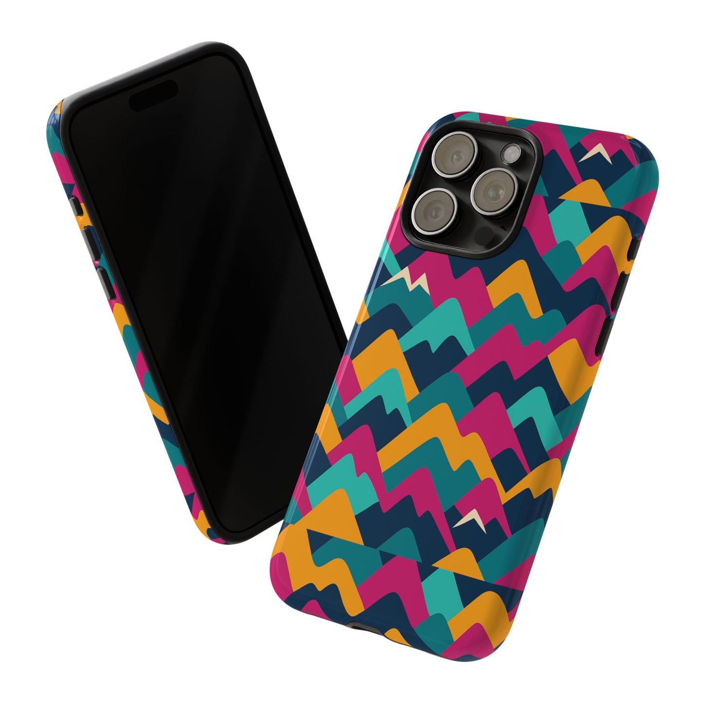 vibrant 3d geometric protective phone case for unisex, stylish smartphone accessory with playful design, compatible with iphone 13, 14, 15 & 16 – all models including pro, pro max & plus