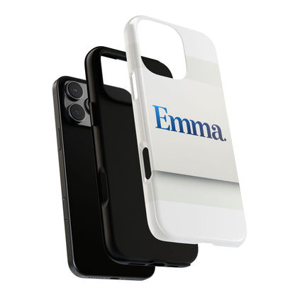 Elegant Personalised Protective Phone Case in White with Blue Typography for Stylish Individuals Compatible with iPhone 13, 14, 15 & 16 – All Models Including Pro, Pro Max & Plus
