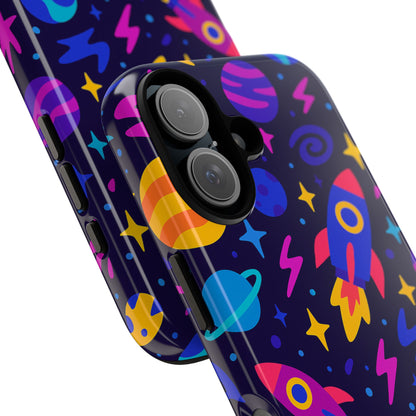Vibrant 3D Wrap Protective Phone Case with Playful Space Theme for Stylish Self-Expression Compatible with iPhone 13, 14, 15 & 16 – all models including Pro, Pro Max & Plus