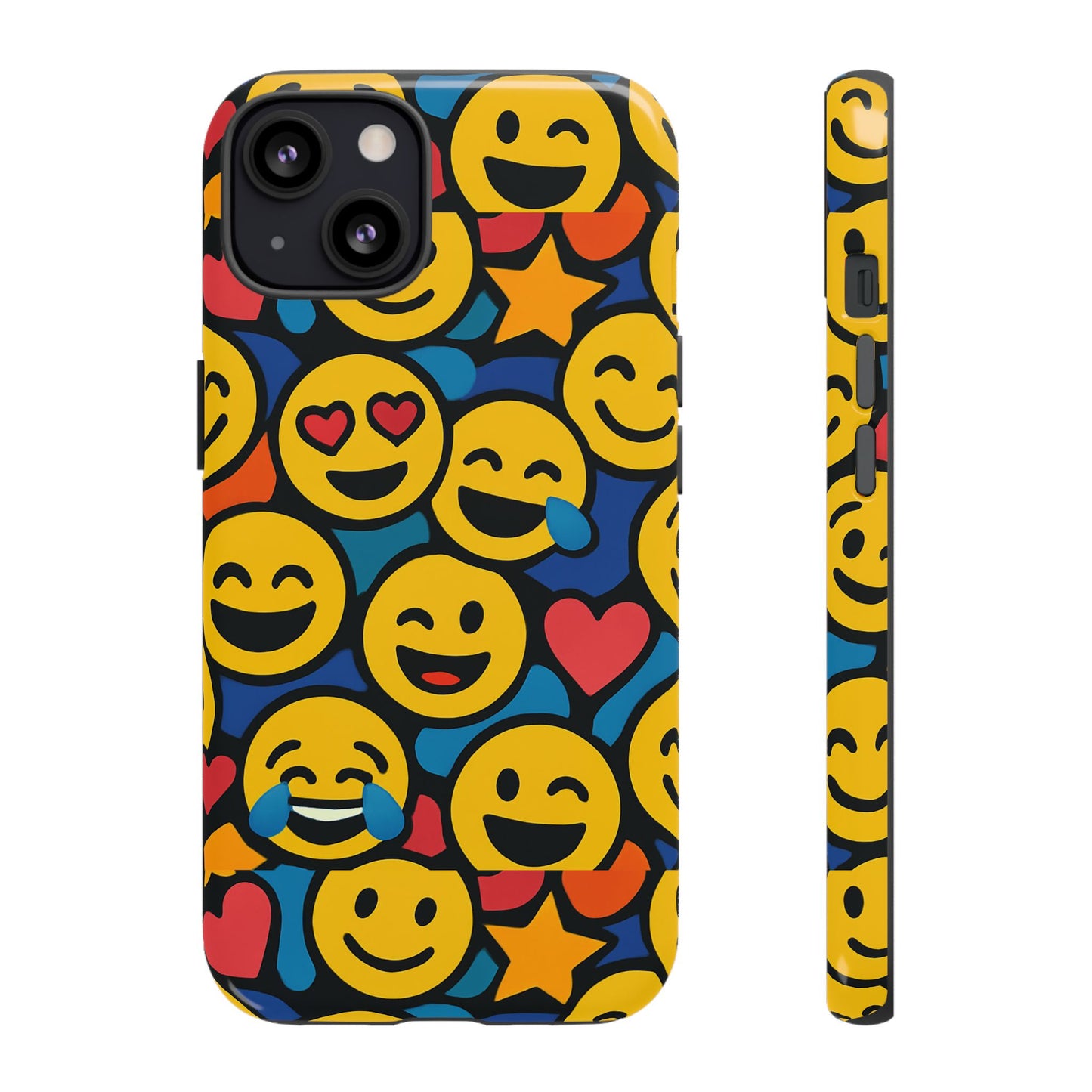 multicolour emoji protective phone case with 3d wrap design fun accessory for unisex compatible with iphone 13, 14, 15 & 16 – all models including pro, pro max & plus