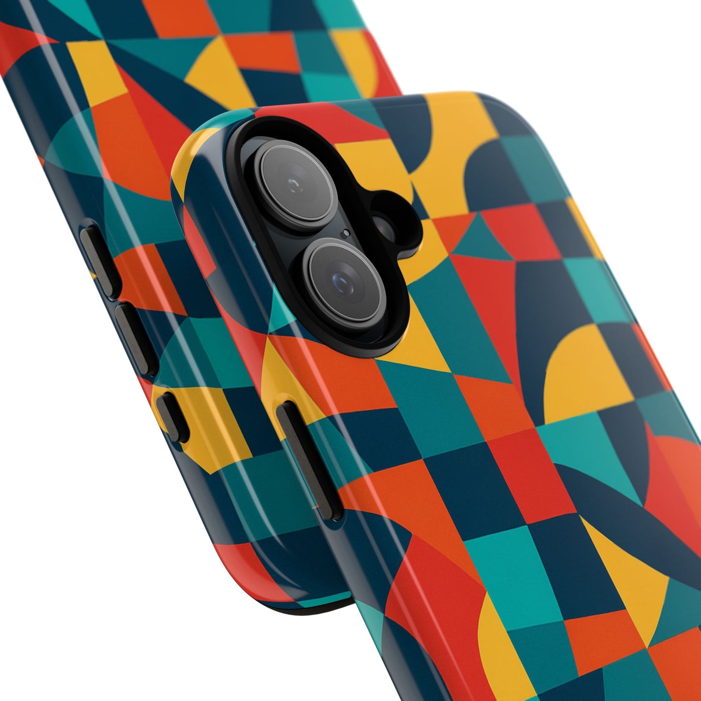 vibrant multicolour geometric 3d wrap phone case for stylish protection and unique expression compatible with iphone 13, 14, 15 & 16 – all models including pro, pro max & plus