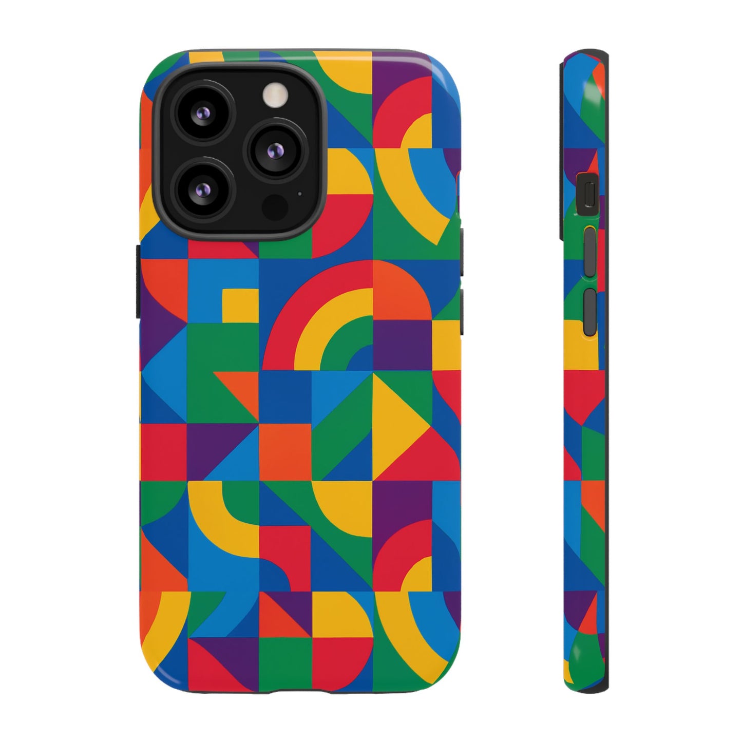 vibrant 3d geometric phone case with bold design stylish protection accessory compatible with iphone 13, 14, 15 & 16 – all models including pro, pro max & plus