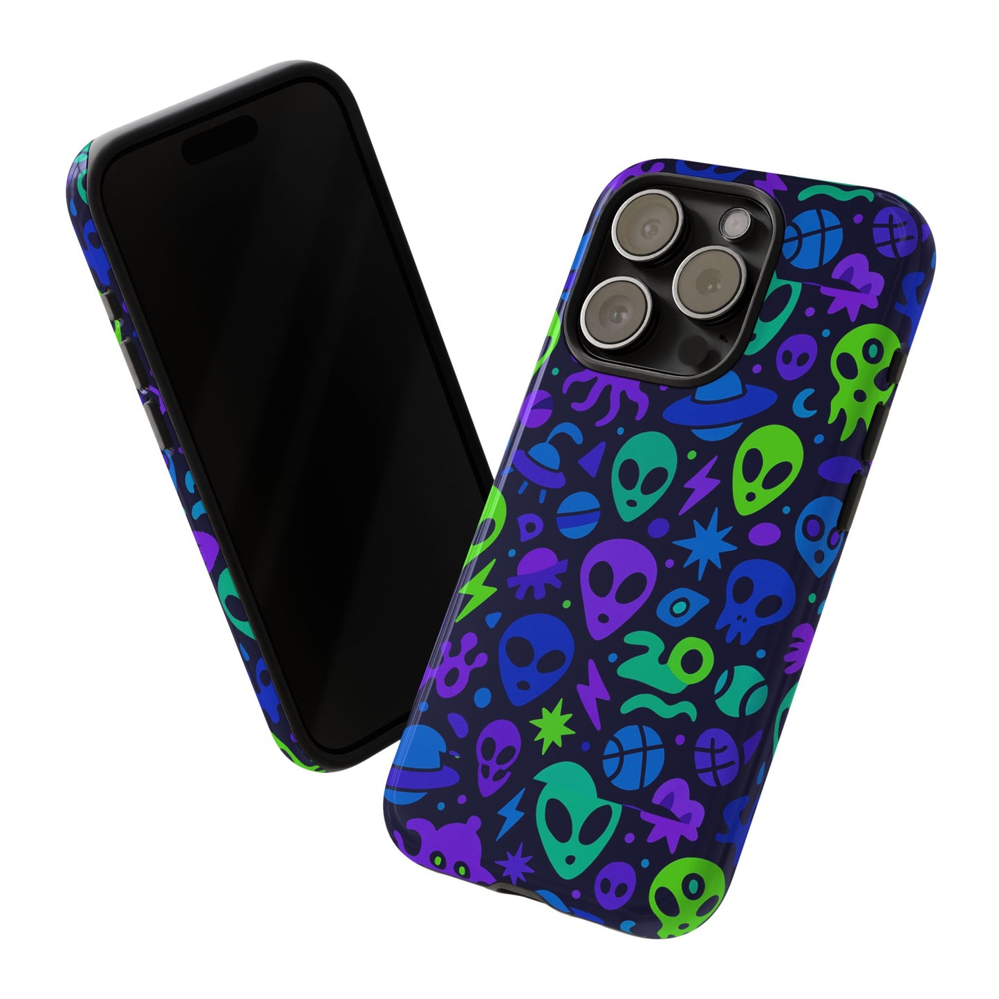 vibrant 3d alien and space design protective phone case for unisex smartphone accessories compatible with iphone 13, 14, 15 & 16 – all models including pro, pro max & plus