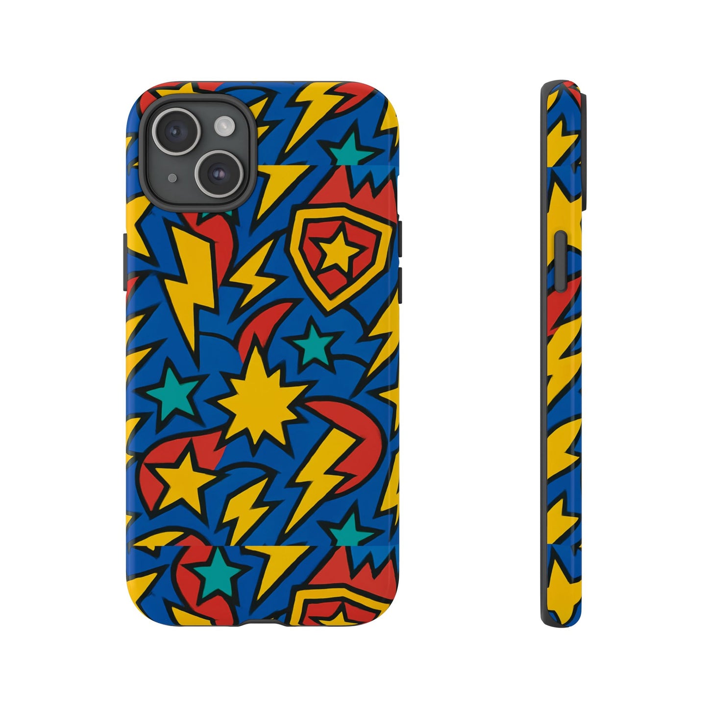 multicolour superhero phone case with 3d design for playful protection compatible with iphone 13, 14, 15 & 16 – all models including pro, pro max & plus