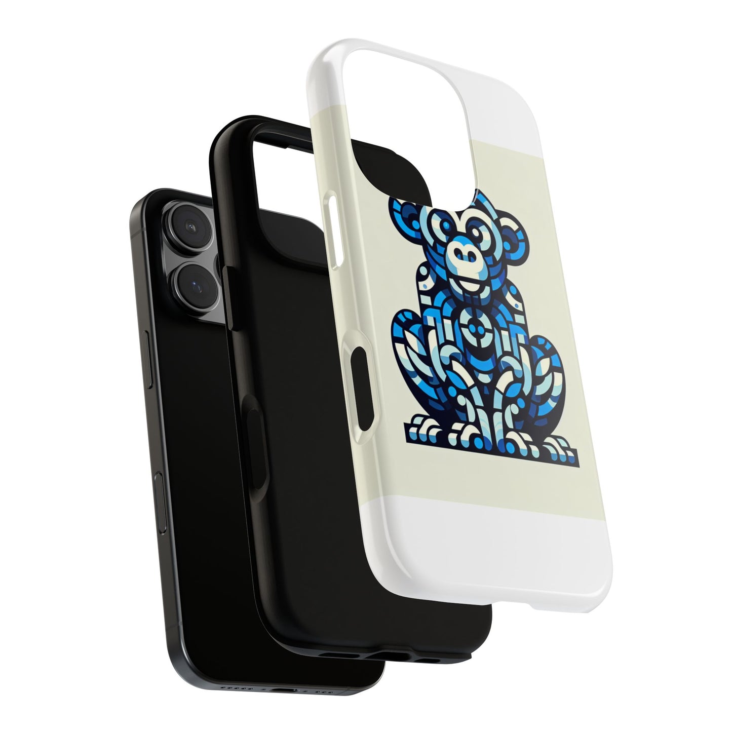 vibrant blue 3d wrap phone case with playful monkey design for creative individuals compatible with iphone 13, 14, 15 & 16 – all models including pro, pro max & plus