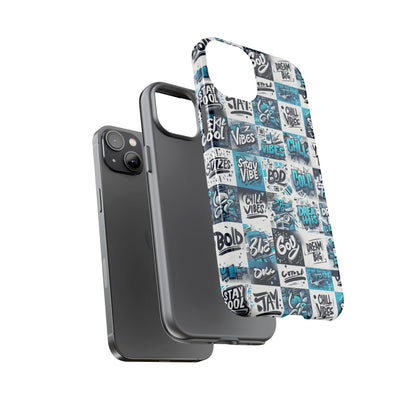 Vibrant 3D Wrap Phone Case in Blue with Playful Retro Design for Stylish Protection Compatible with iPhone 13, 14, 15 & 16 – all models including Pro, Pro Max & Plus