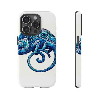 Vibrant 3D Wrap Protective Phone Case with Blue Chameleon Design, Creative Accessory for Unique Style, Compatible with iPhone 13, 14, 15 & 16 – all models including Pro, Pro Max & Plus