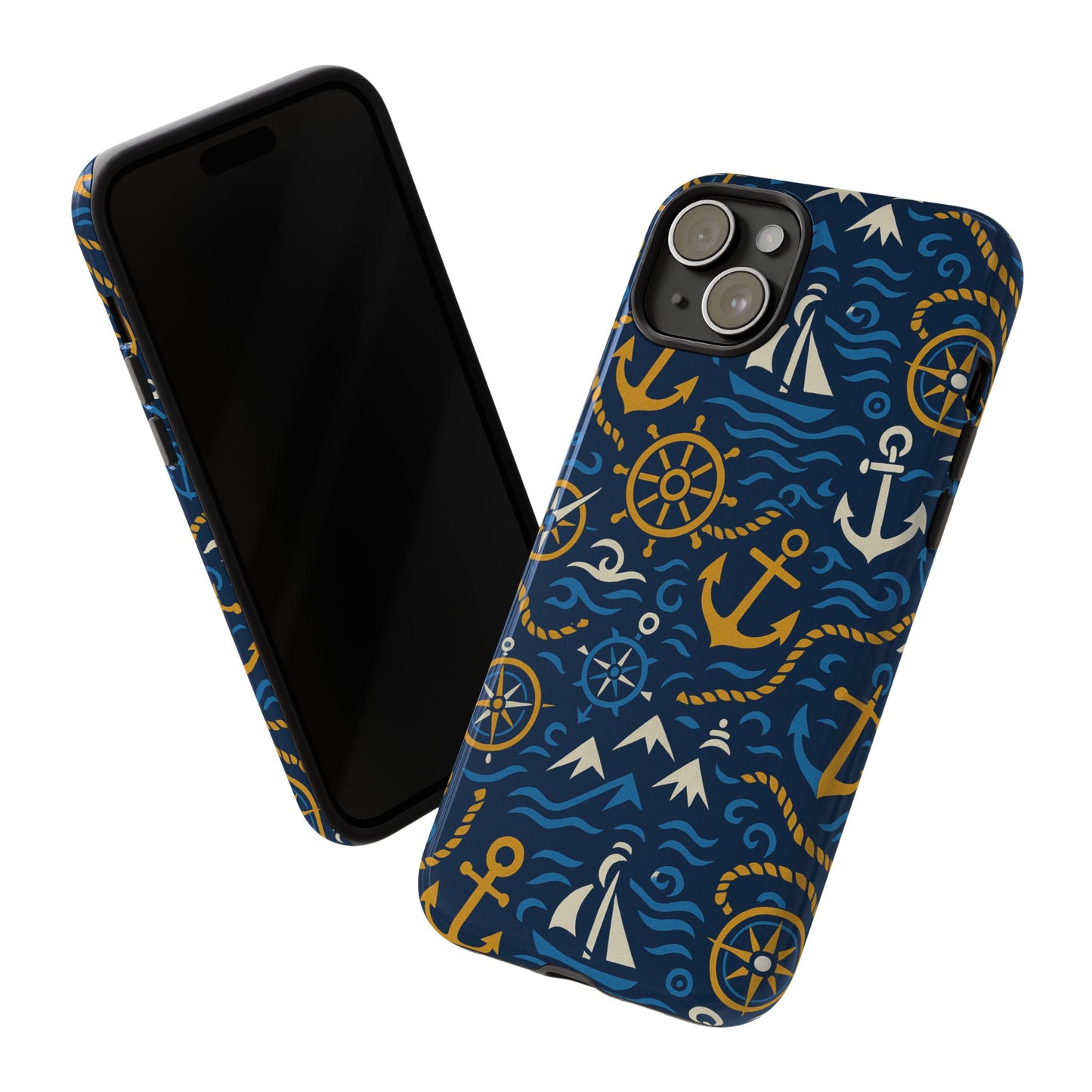 vibrant nautical blue phone case with 3d anchor design for stylish protection compatible with iphone 13, 14, 15 & 16 – all models including pro, pro max & plus