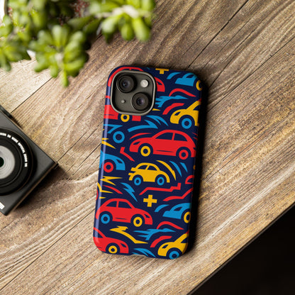 Multicolour Retro 3D Wrap Protective Phone Case with Vibrant Car Design for Stylish Protection Compatible with iPhone 13, 14, 15 & 16 – all models including Pro, Pro Max & Plus