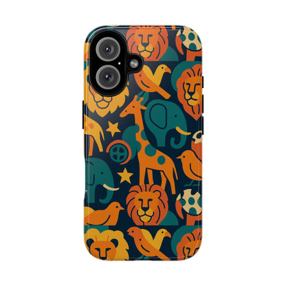 Vibrant Animal Print Protective Phone Case in Multicolour – Playful Design for Stylish Protection – Compatible with iPhone 13, 14, 15 & 16 – All Models Including Pro, Pro Max & Plus