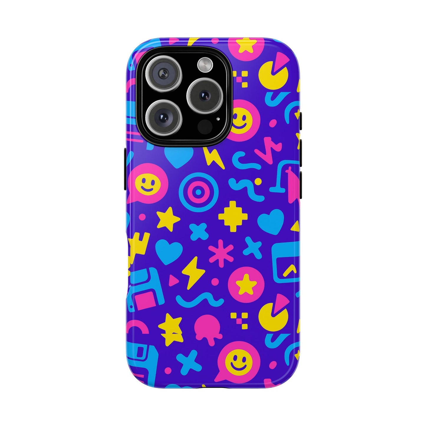 multicolor y2k protective phone case with 3d wrap design – fun and playful accessory compatible with iphone 13, 14, 15 & 16 – all models including pro, pro max & plus