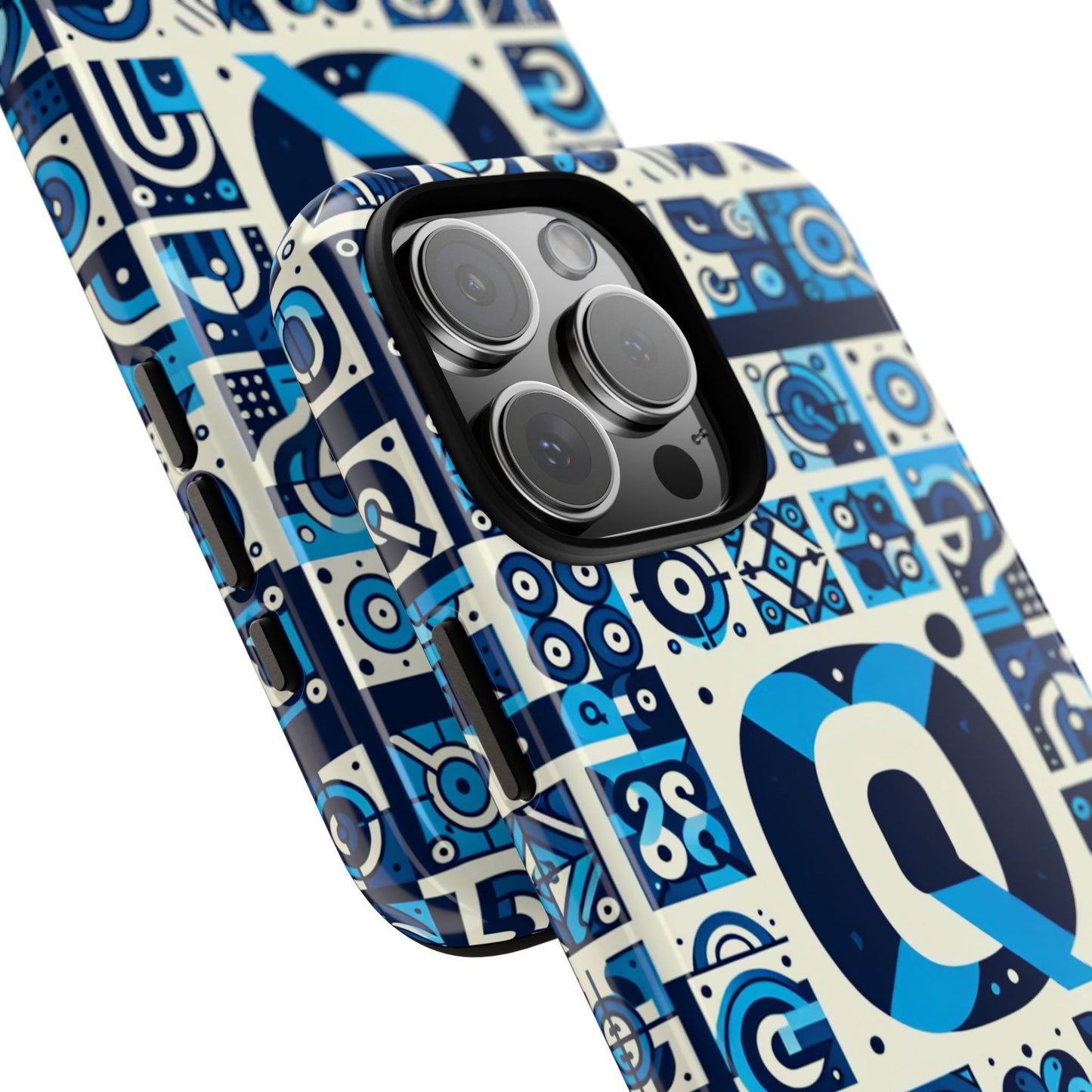 blue alphabet letter q phone case with 3d wrap protective cover for smartphones kids and adults stylish silicone shock absorption durable design