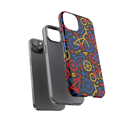 Multicolour 3D Bicycle Phone Case with Retro Design for Stylish Protection Compatible with iPhone 13, 14, 15 & 16 – all models including Pro, Pro Max & Plus