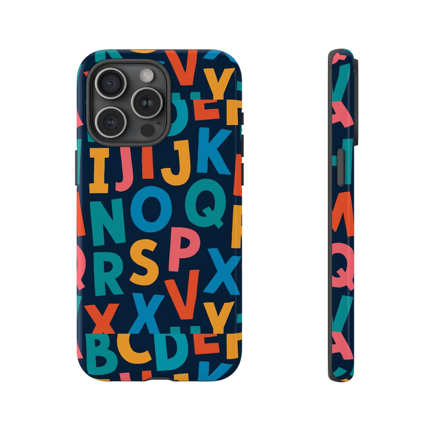 multicolour 3d letter print protective phone case for creative style and individuality compatible with iphone 13, 14, 15 & 16 – all models including pro, pro max & plus
