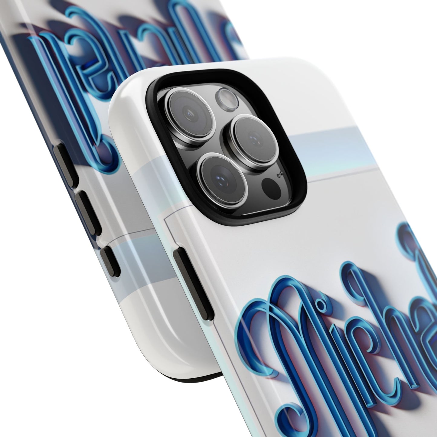 vibrant 3d glossy phone case in retro blue design stylish protection accessory compatible with iphone 13, 14, 15 & 16 – all models including pro, pro max & plus