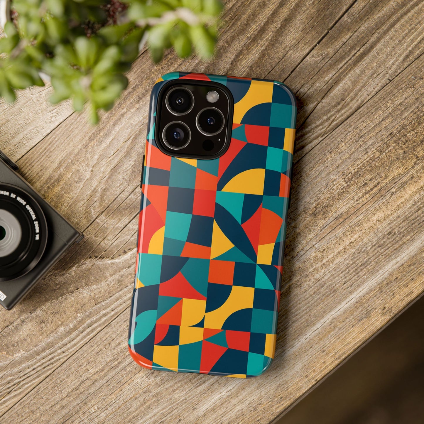 vibrant multicolour geometric 3d wrap phone case for stylish protection and unique expression compatible with iphone 13, 14, 15 & 16 – all models including pro, pro max & plus