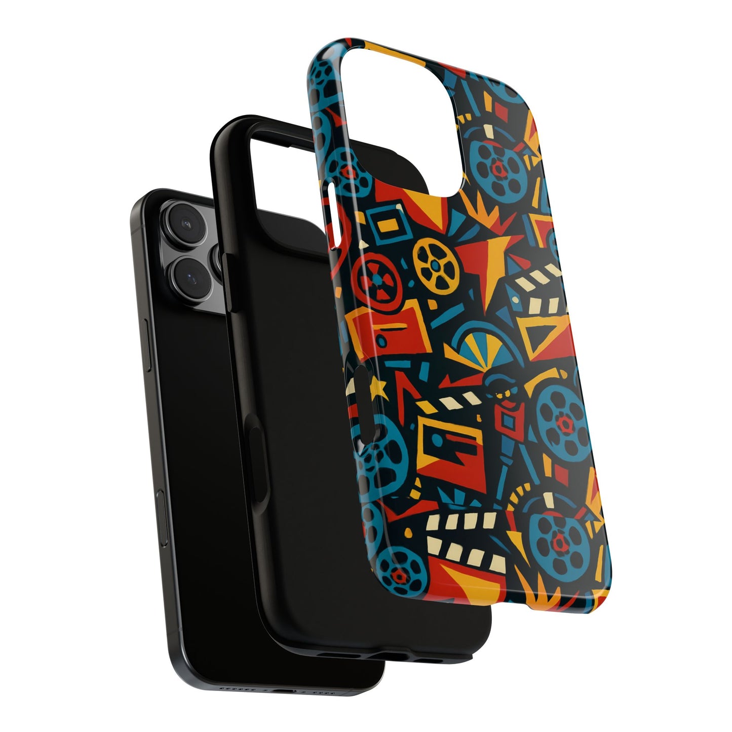vibrant retro movie-inspired protective phone case with 3d design for stylish protection compatible with iphone 13, 14, 15 & 16 – all models including pro, pro max & plus