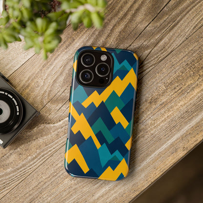 Vibrant Geometric Mountain Design Protective Phone Case for Unique Style and Durable Protection Compatible with iPhone 13, 14, 15 & 16 – all models including Pro, Pro Max & Plus