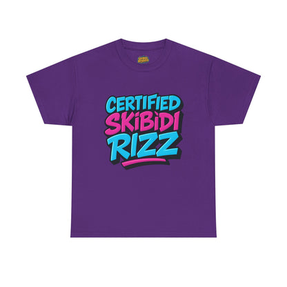Certified Skibidi Rizz Unisex Heavy Cotton Tee - Trendy Graphic T-Shirt for Casual Wear and Everyday Style, Comfortable Fit in Various Sizes