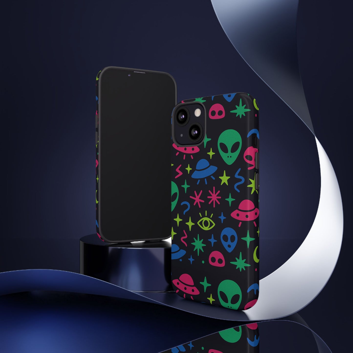 vibrant alien pattern protective phone case with 3d wrap design for unique expression – stylish protection compatible with iphone 13, 14, 15 & 16 – all models including pro, pro max & plus