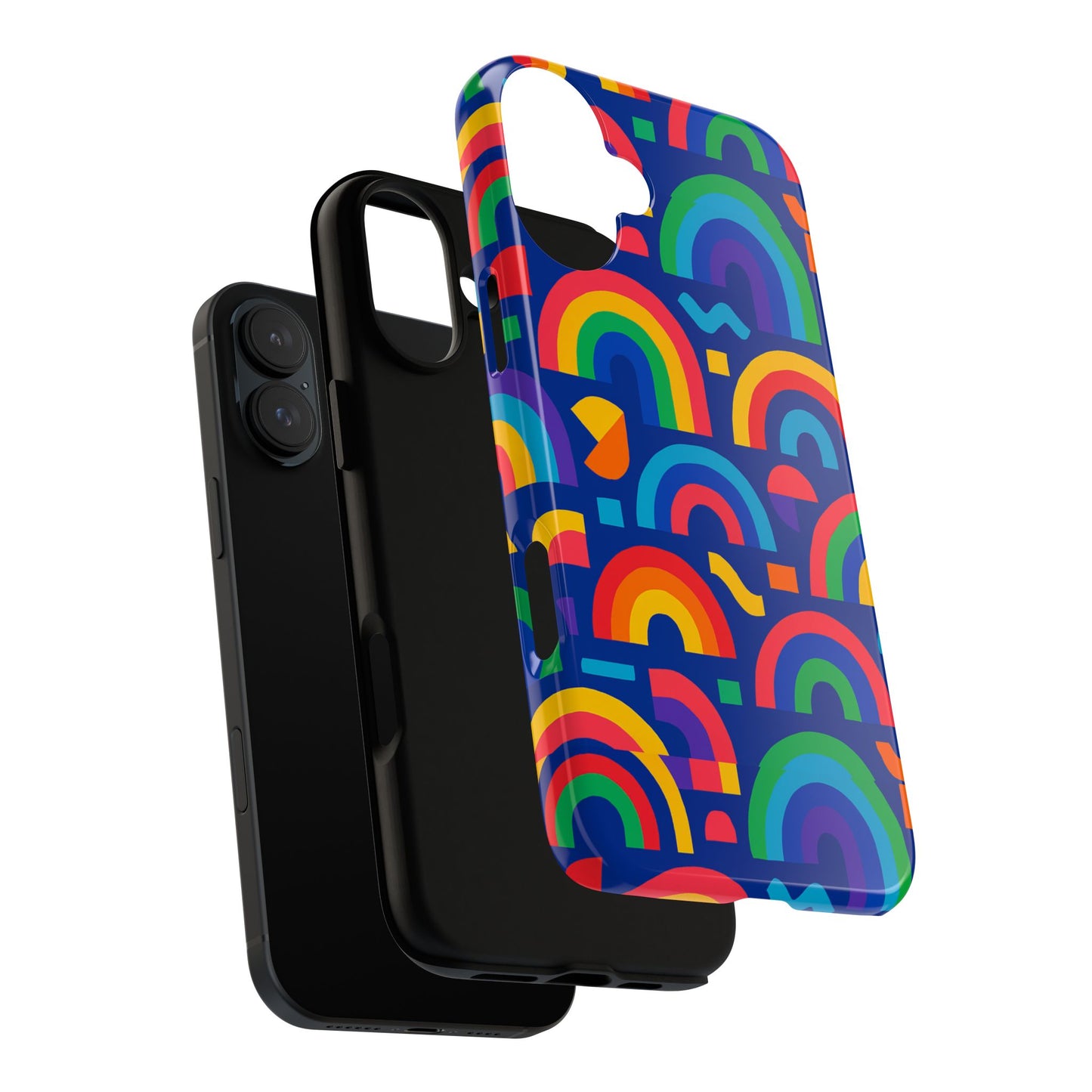 vibrant rainbow geometric 3d wrap protective phone case for stylish accessories compatible with iphone 13, 14, 15 & 16 – all models including pro, pro max & plus