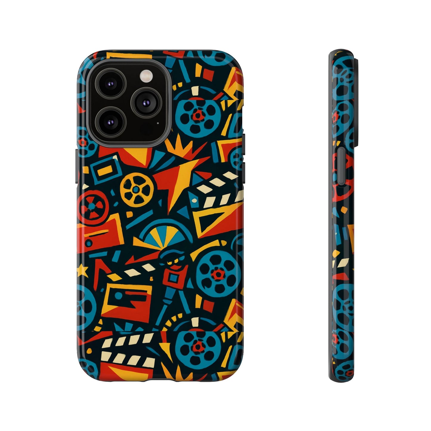 vibrant retro movie-inspired protective phone case with 3d design for stylish protection compatible with iphone 13, 14, 15 & 16 – all models including pro, pro max & plus