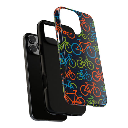 Multicolour Bicycle Print Protective Phone Case for Smartphones – Vibrant Style and Trendy Accessory Compatible with iPhone 13, 14, 15 & 16 – all models including Pro, Pro Max & Plus