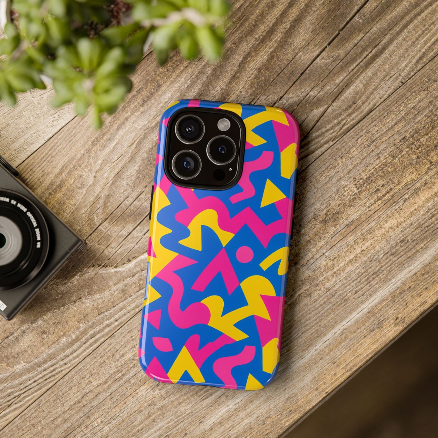 vibrant y2k geometric protective phone case with 3d wrap design for unique style compatible with iphone 13, 14, 15 & 16 – all models including pro, pro max & plus