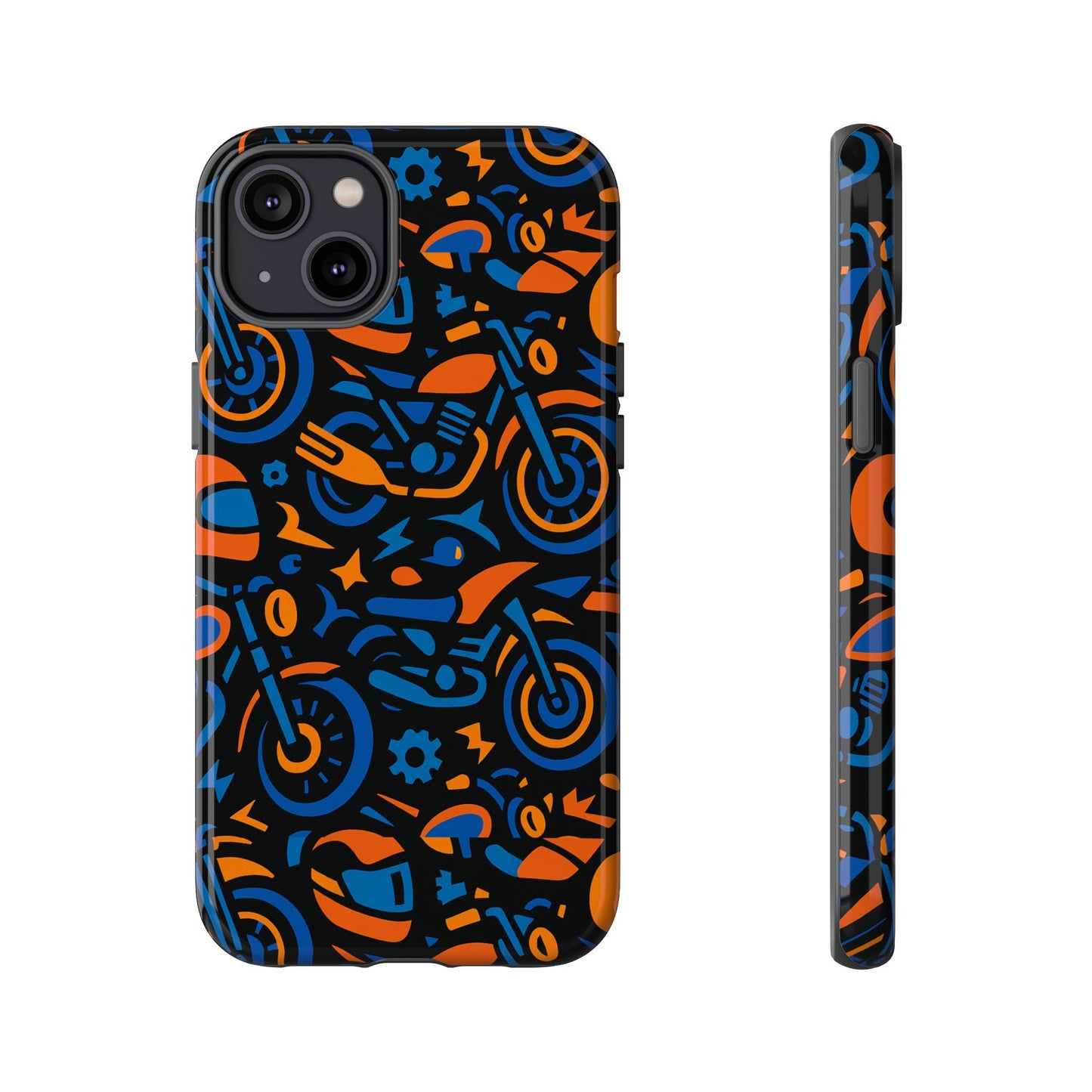 vibrant motorcycle phone case in multicolour design for stylish protection compatible with iphone 13, 14, 15 & 16 – all models including pro, pro max & plus