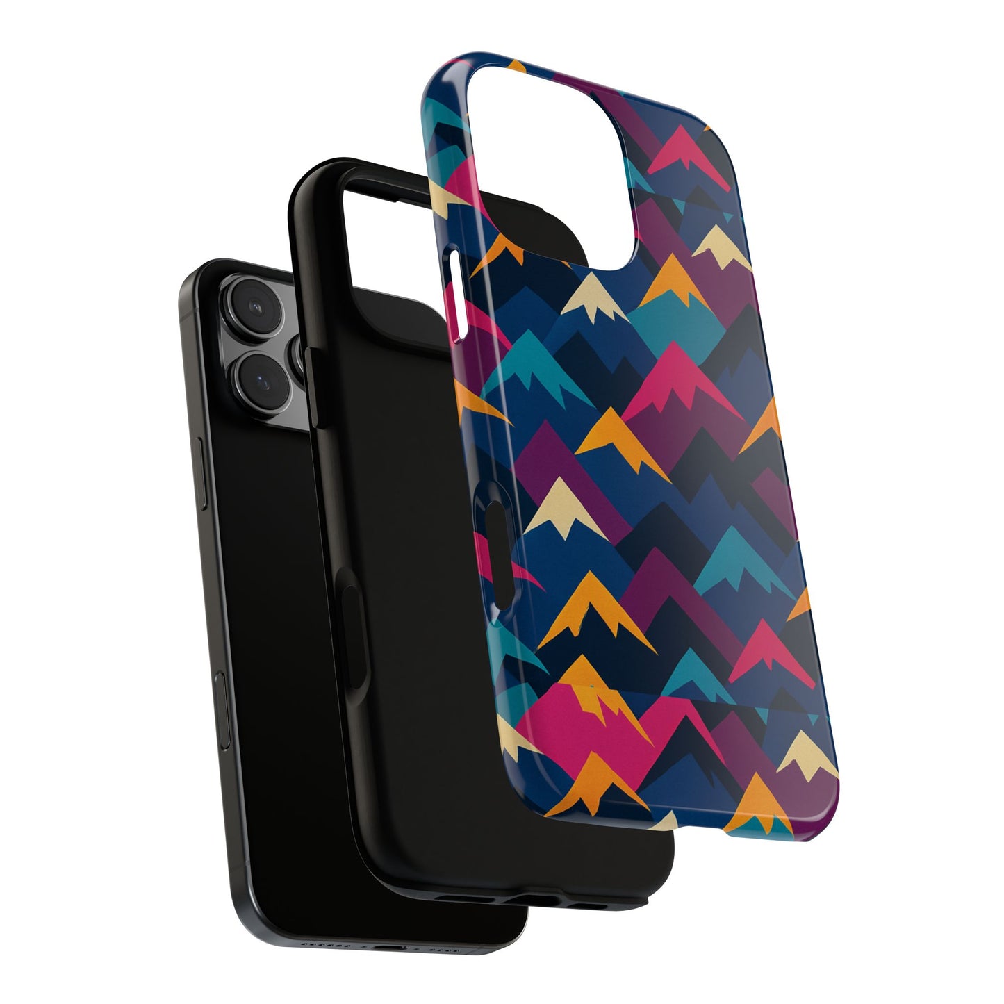 multicolour mountain geometric protective phone case – stylish accessory for unique self-expression compatible with iphone 13, 14, 15 & 16 – all models including pro, pro max & plus