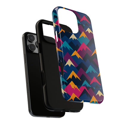 Multicolour Mountain Geometric Protective Phone Case – Stylish Accessory for Unique Self-Expression Compatible with iPhone 13, 14, 15 & 16 – all models including Pro, Pro Max & Plus