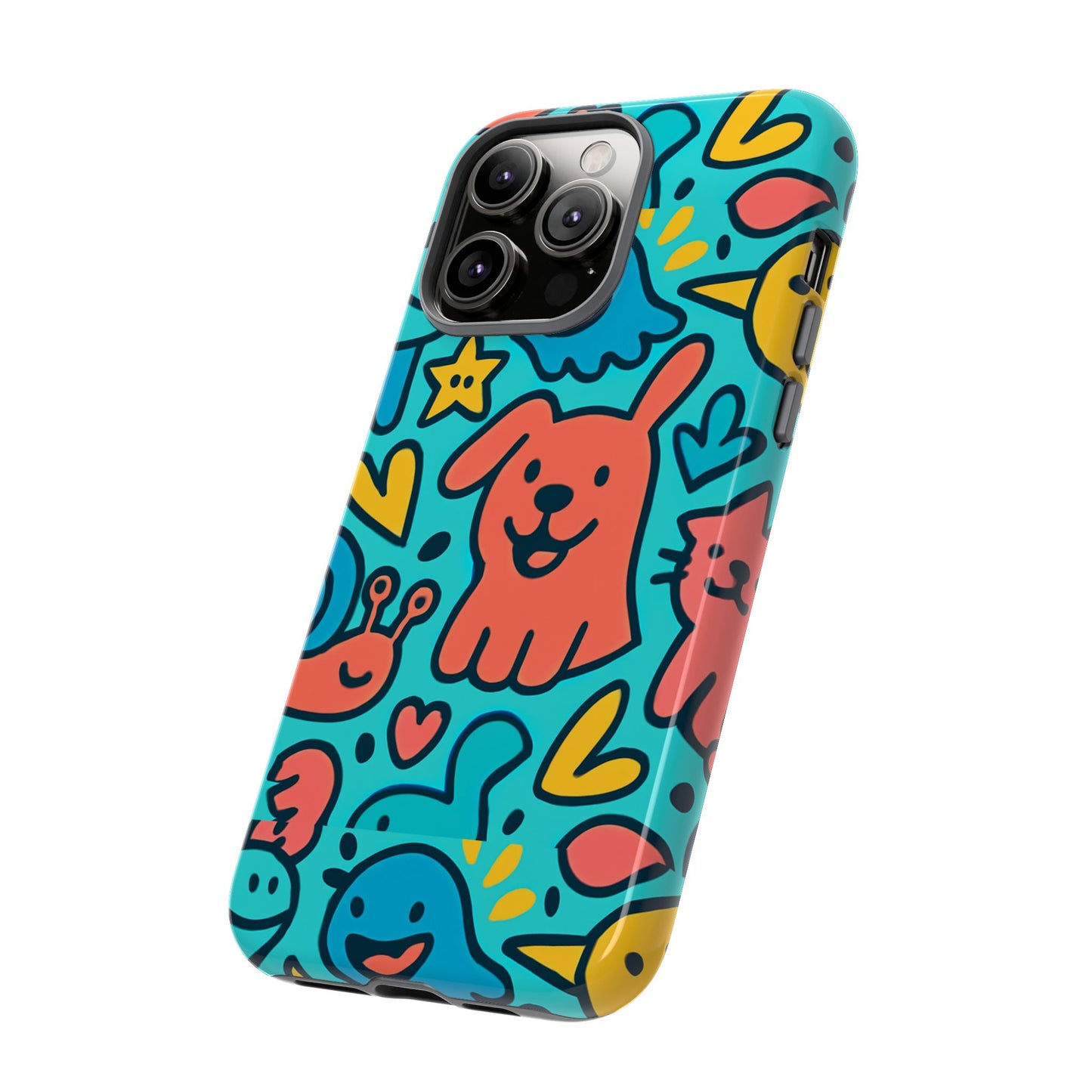 vibrant colourful protective phone case with fun animal cartoon design – stylish protection for kids and adults compatible with iphone 13, 14, 15 & 16 – all models including pro, pro max & plus