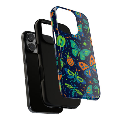 Vibrant Insect Pattern Protective Phone Case for Stylish Protection – Multicolour 3D Design Compatible with iPhone 13, 14, 15 & 16 – all models including Pro, Pro Max & Plus