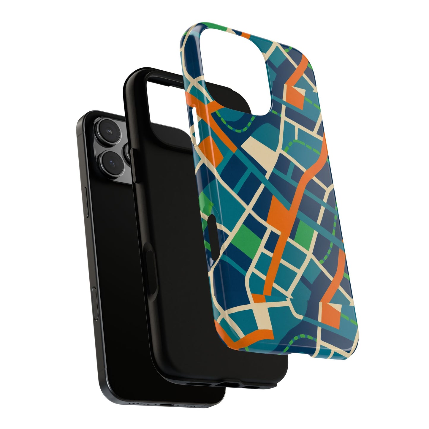 multicolour abstract geometric phone case for stylish protection compatible with iphone 13, 14, 15 & 16 – all models including pro, pro max & plus
