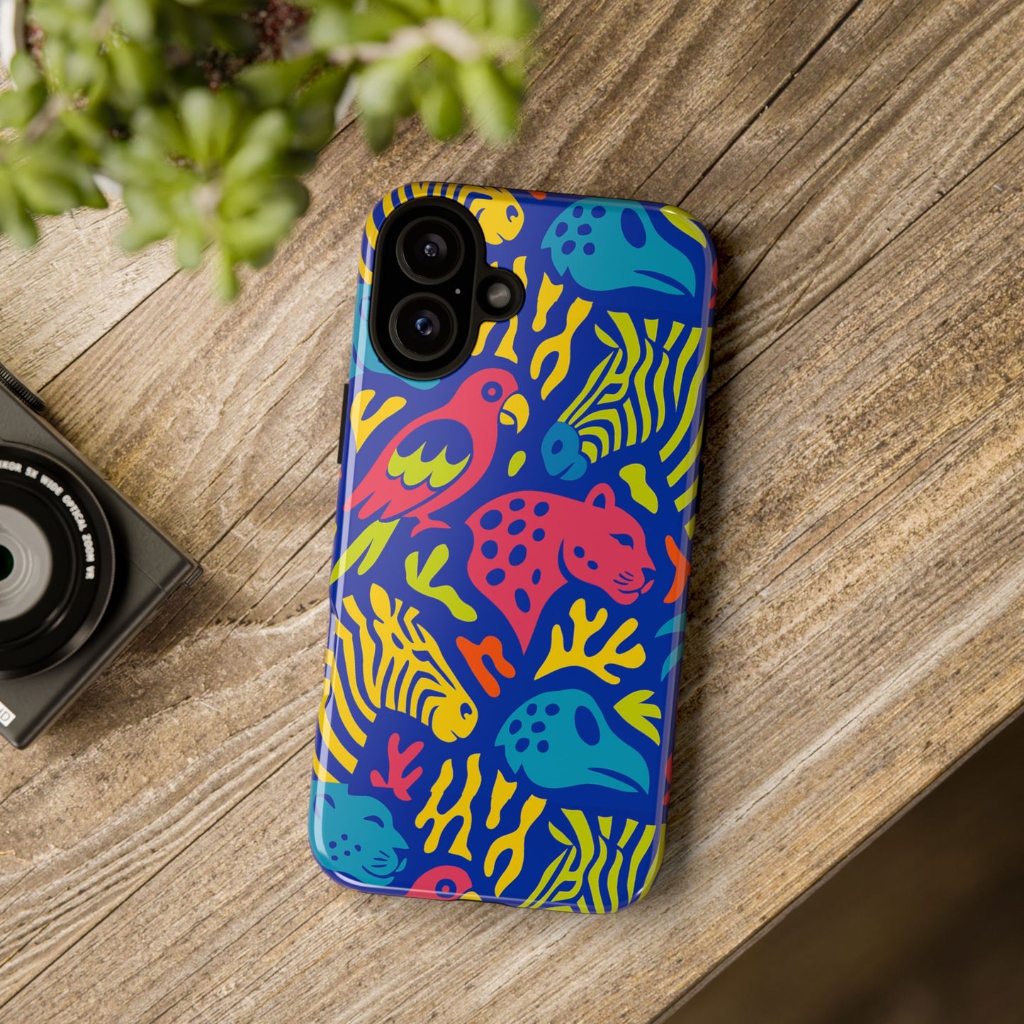 vibrant animal print protective phone case for stylish protection with multicolour design – compatible with iphone 13, 14, 15 & 16 – all models including pro, pro max & plus