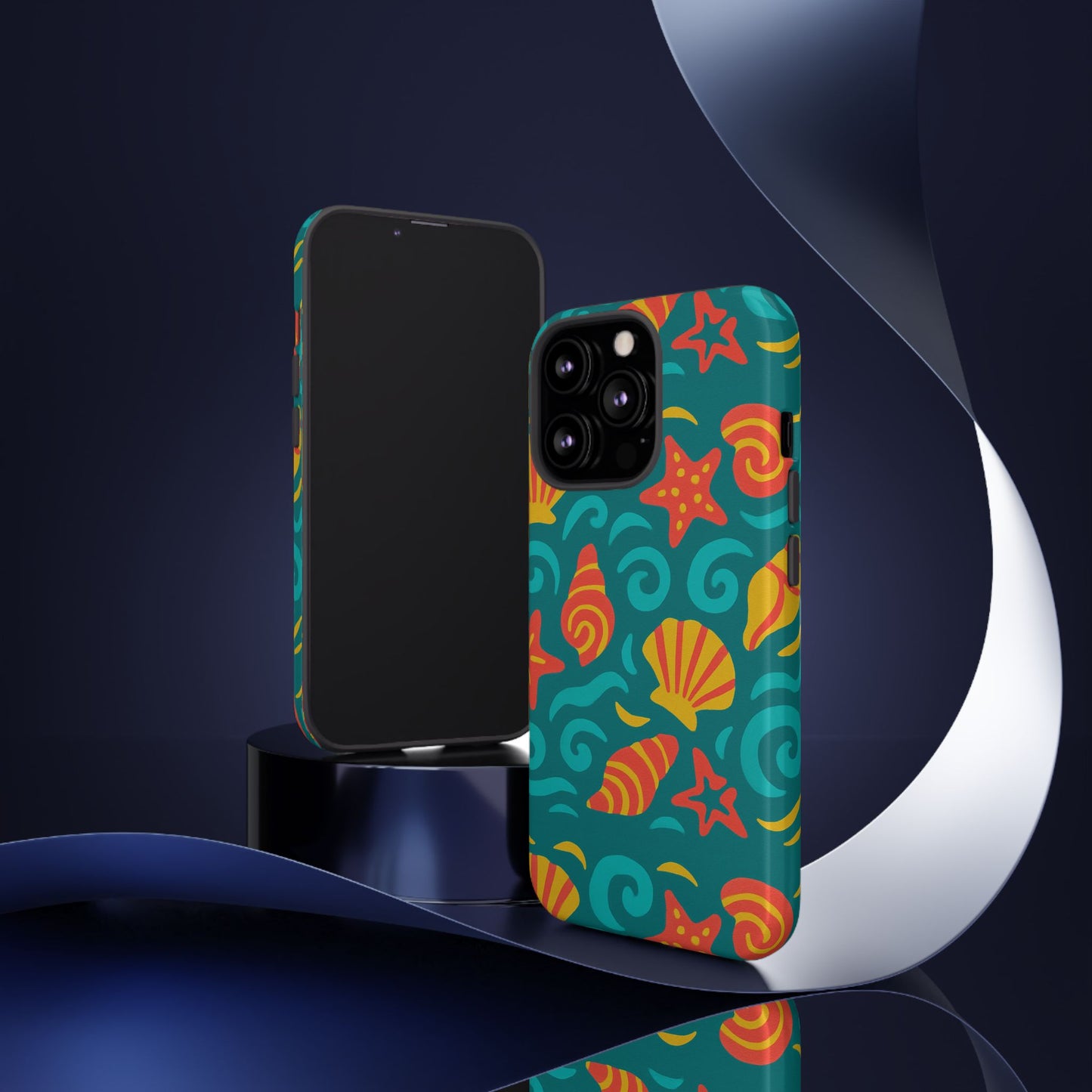 vibrant coastal shell pattern protective phone case for stylish self-expression compatible with iphone 13, 14, 15 & 16 – all models including pro, pro max & plus