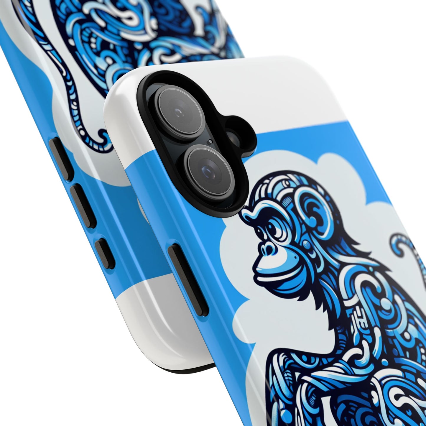 vibrant 3d monkey design phone case in blue – stylish protection for smartphones compatible with iphone 13, 14, 15 & 16 – all models including pro, pro max & plus